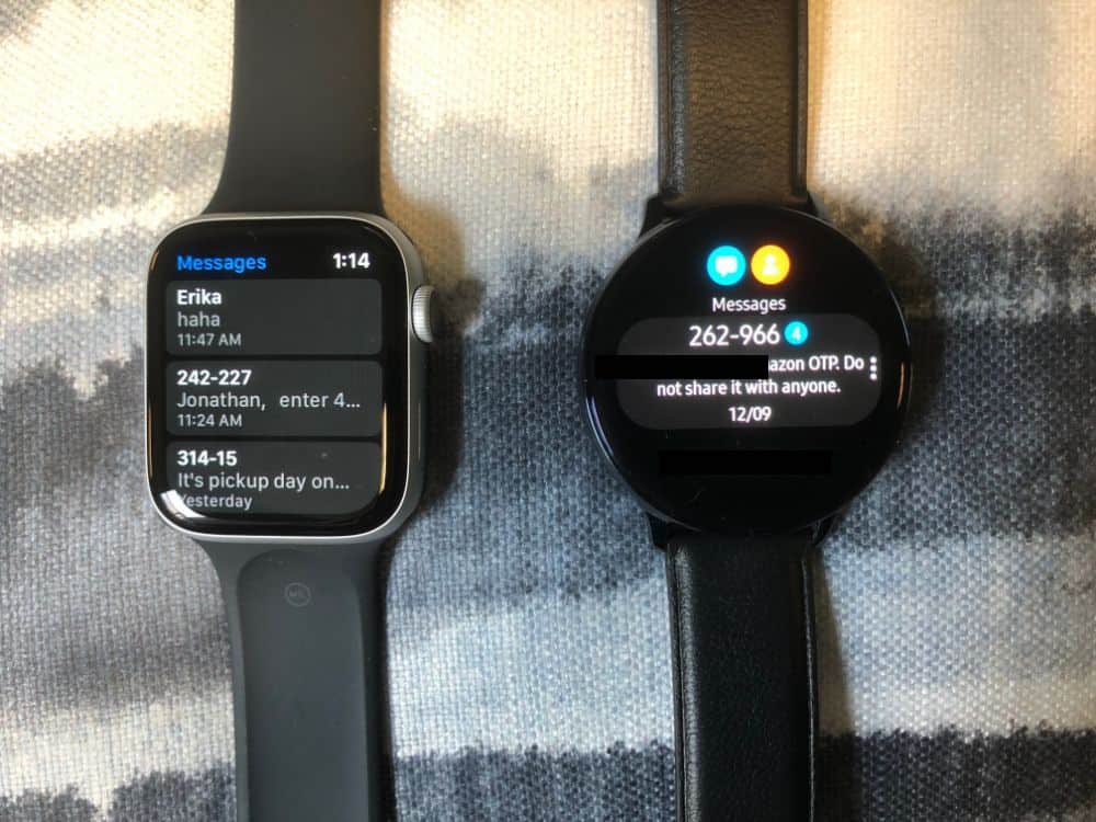 Apple Watch vs. Samsung Galaxy Active2 Text Messaging Comparison