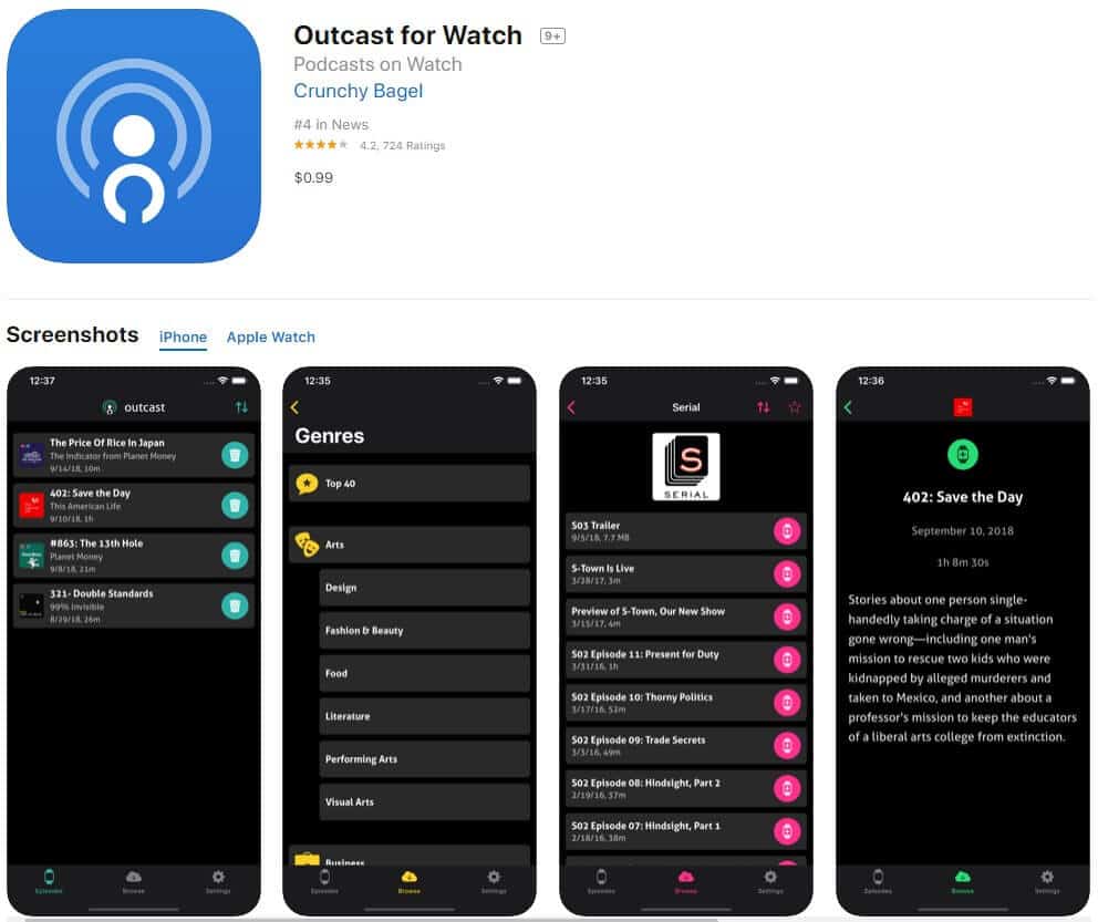 Screenshot of Outcast app homepage.