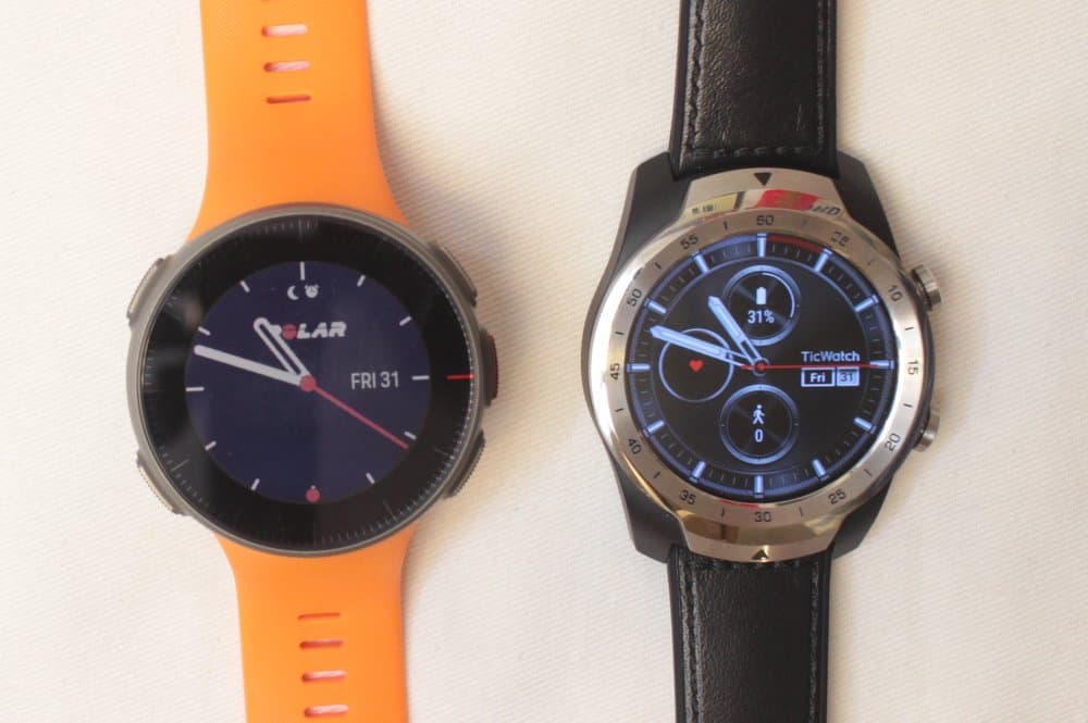 Polar Vantage V and Ticwatch Pro analog clocks