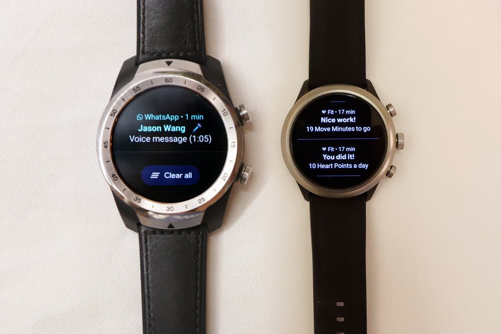 Ticwatch Pro, Fossil Sport Smartwatch notifications menu