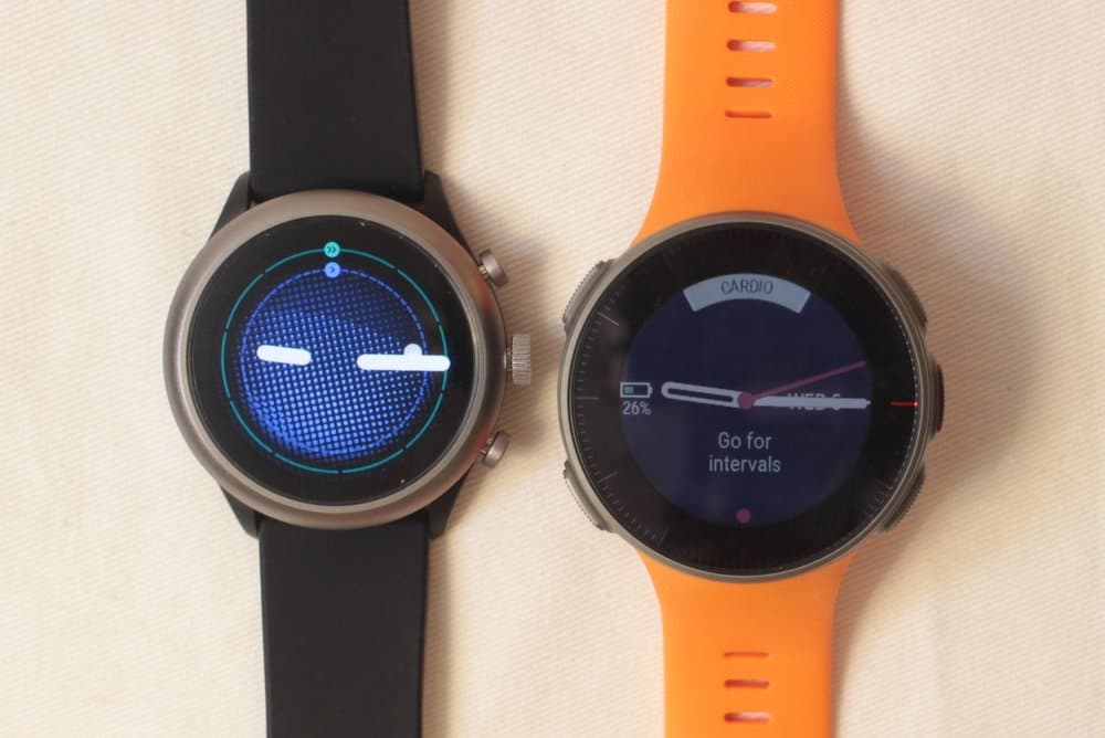 polar vantage v vs fossil sport smartwatch analogue watch face