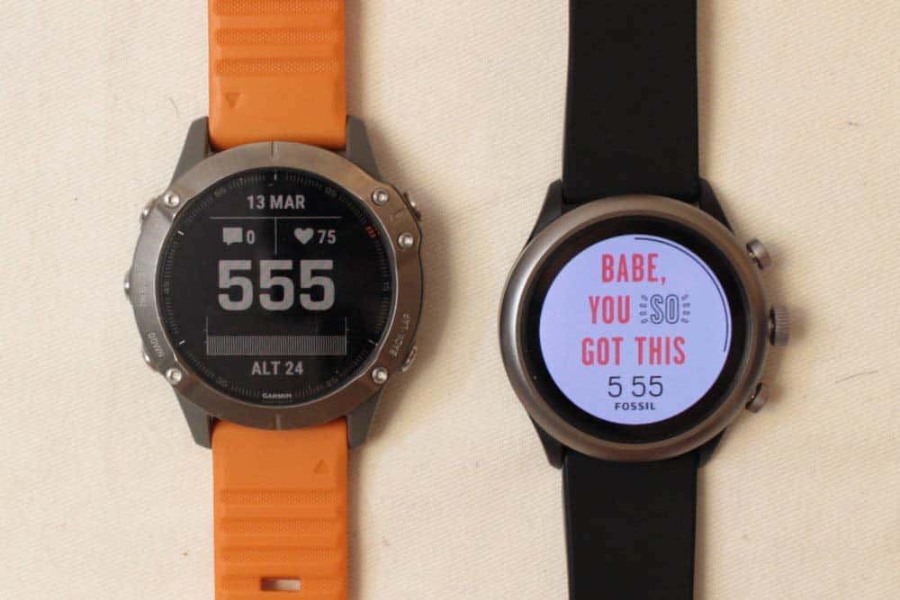 Garmin Fenix 6 vs Fossil Sport Smartwatch watch face