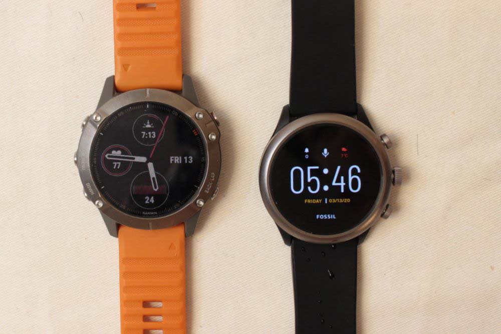 Garmin Fenix 6 vs Fossil Sport Smartwatch main screen