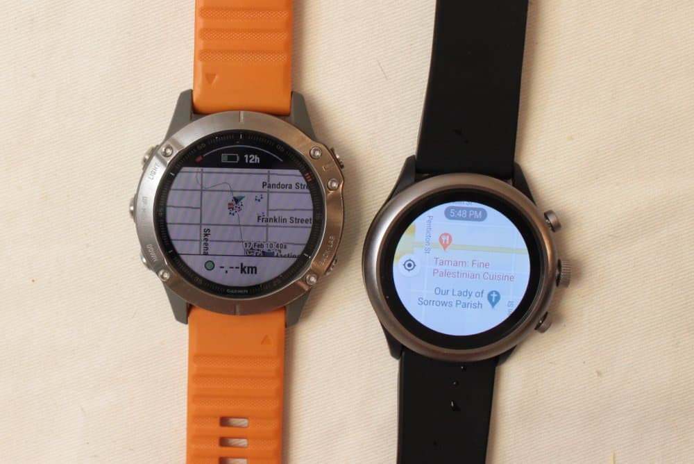 Garmin Fenix 6 vs Fossil Sport Smartwatch maps