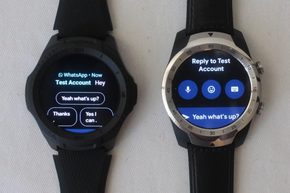 ticwatch s2 vs ticwatch pro texts email reply