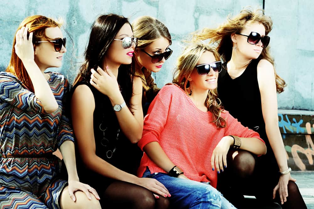 A group of friends wearing sunglasses.
