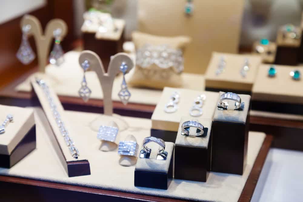A display of jewelries inside a store.