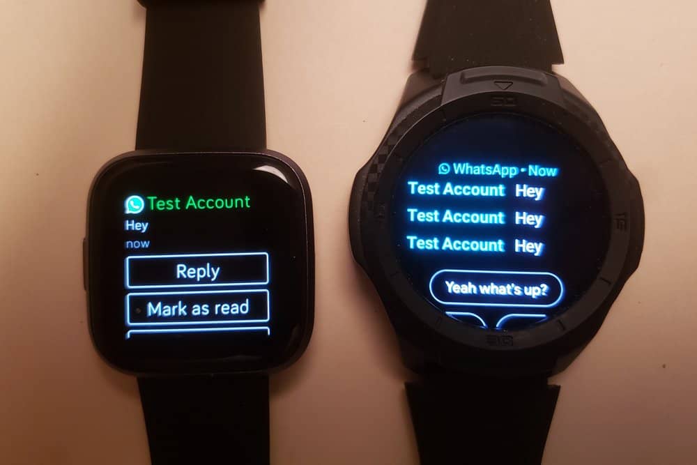 Ticwatch S2 vs Fitbit Versa 2 text