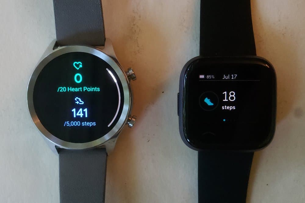 Ticwatch C2 vs Fitbit Versa 2 exercise stats