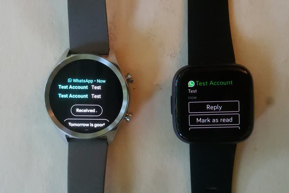 Ticwatch C2 vs Fitbit Versa 2 text and emails