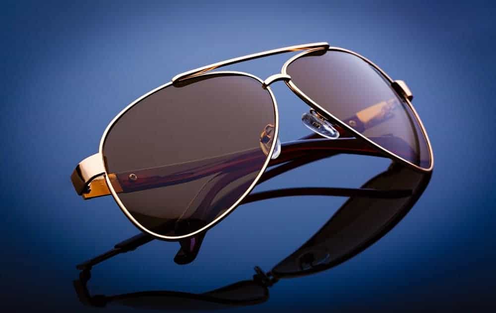 A pair of aviator Ray-Ban sunglasses.