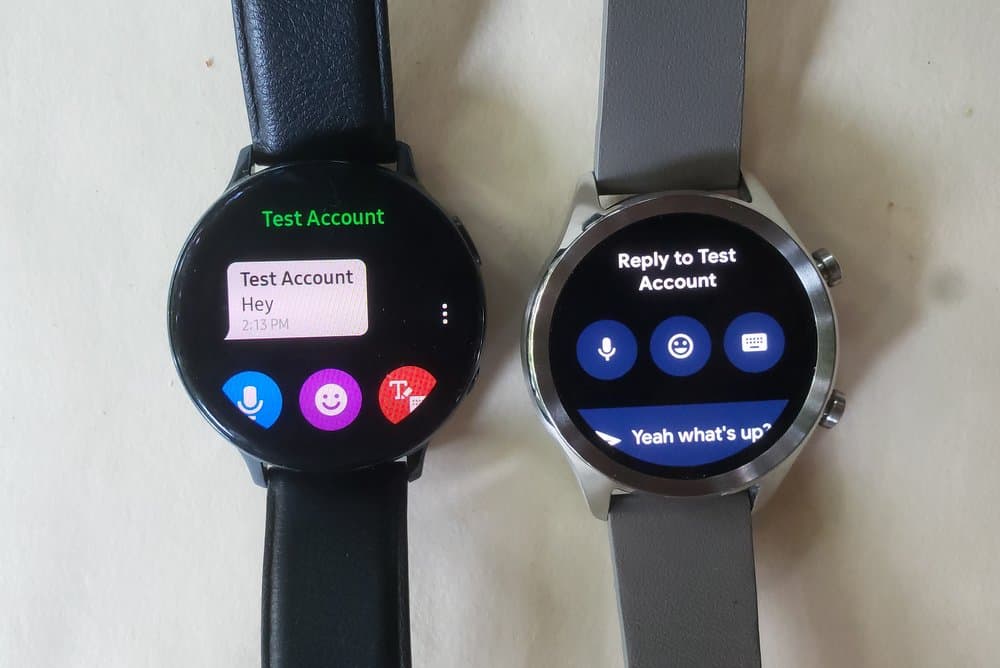 ticwatch c2 vs samsung galaxy watch active 2 reply to messages and emails