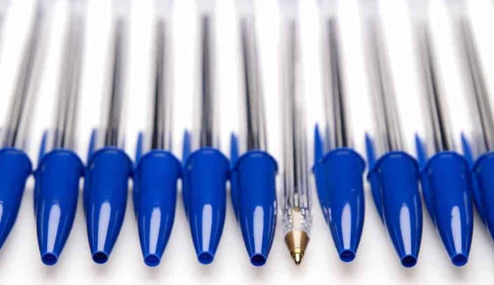 A close look at ballpoint pens.