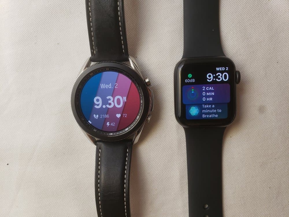 Samsung Galaxy Watch3 vs Apple Watch Series 5 watch face