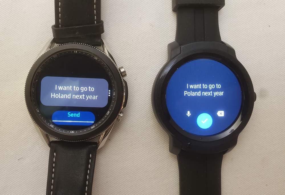 Samsung Galaxy Watch3 vs Ticwatch E2 speech to text
