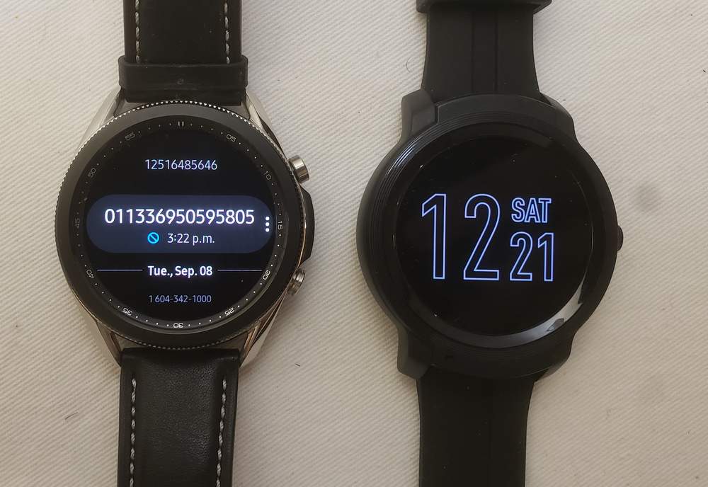 Samsung Galaxy Watch3 vs Ticwatch E2 phone