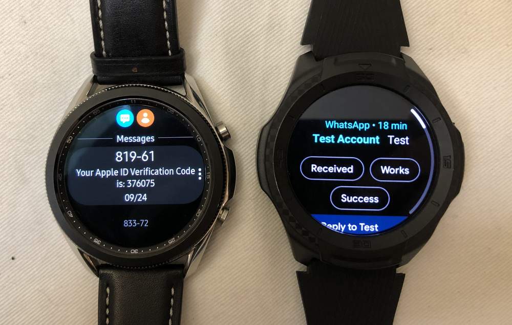 Samsung Galaxy Watch3 vs Ticwatch S2 texting