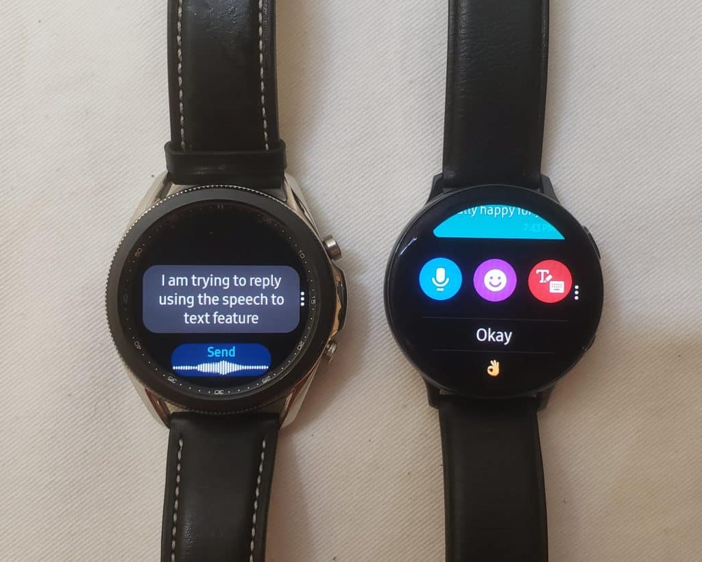 Samsung Galaxy Watch3 vs Active2 speech to text messages