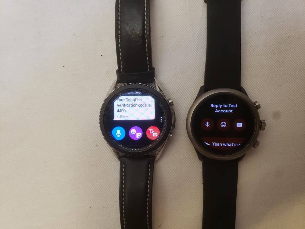 Samsung Galaxy Watch3 vs Fossil Sport Smartwatch text reply
