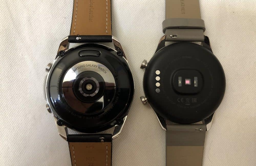 samsung galaxy watch3 vs ticwatch c2 rear heart rate sensor