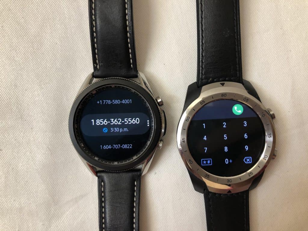 samsung galaxy watch3 vs ticwatch pro phone calls