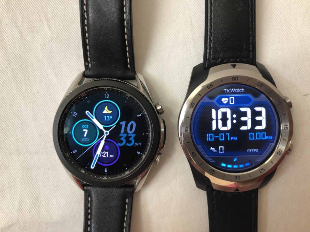 samsung galaxy watch3 vs ticwatch pro main screen