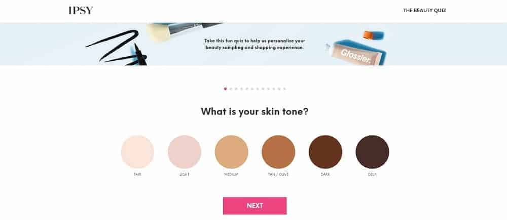 A screenshot of a page from the IPSY Website.