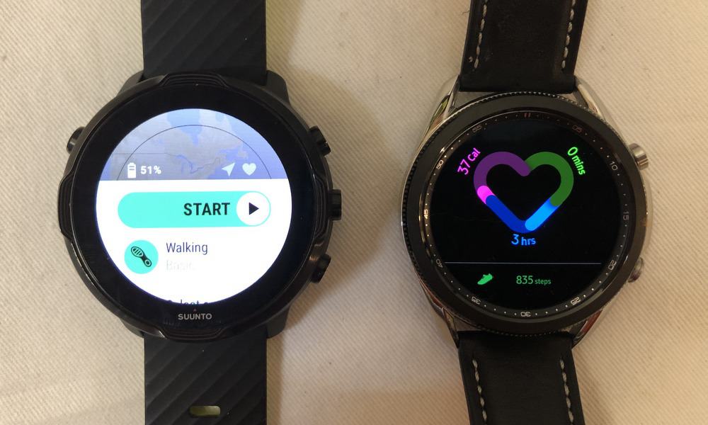 Suunto 7 vs Samsung Galaxy Watch3 main screen suunto app vs samsung health