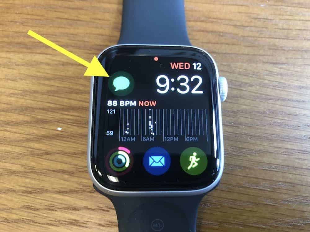 Access text messaging directly from the home screen on Apple Watch 5 (or the app cloud screen)