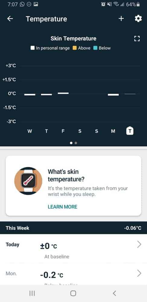 fitbit sense skin temperature