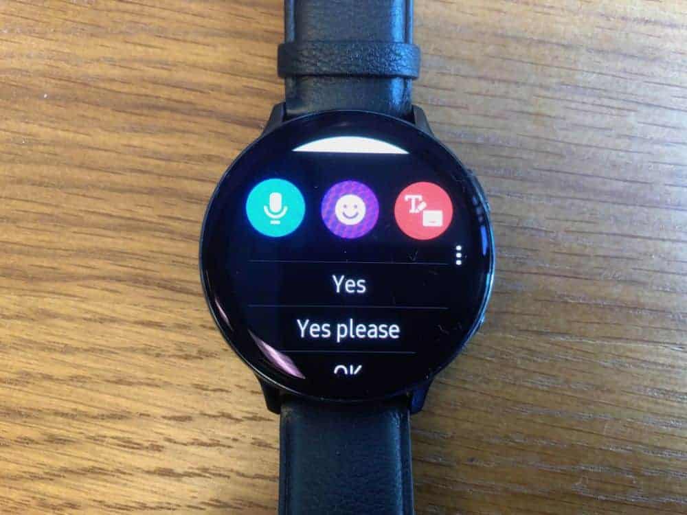 Text messaging app on Samsung Galaxy Active2 Smartwatch