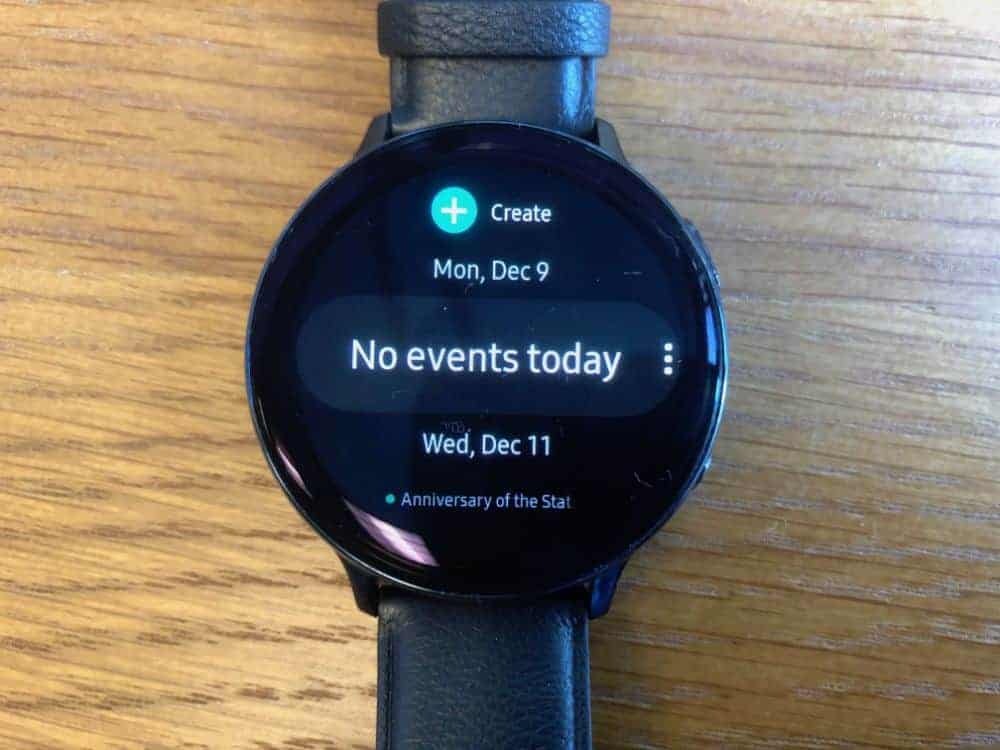 Calendar event in Samsung Galaxy Active2 Smartwatch