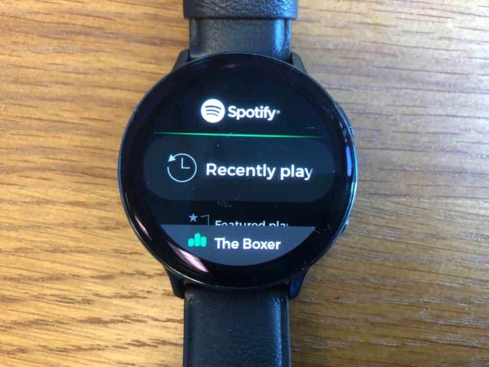 Spotify App on the Samsung Galaxy Active2 smartwatch