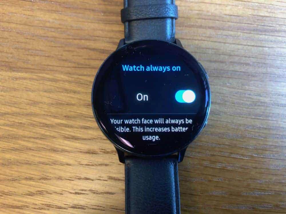 How to have watch display all the time on Samsung Galaxy Active2 smartwatch