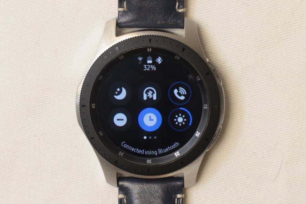 Samsung Galaxy Watch dropdown menu