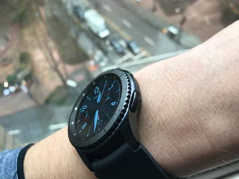 Samsung Gear S3 Frontier Smartwatch from the side.