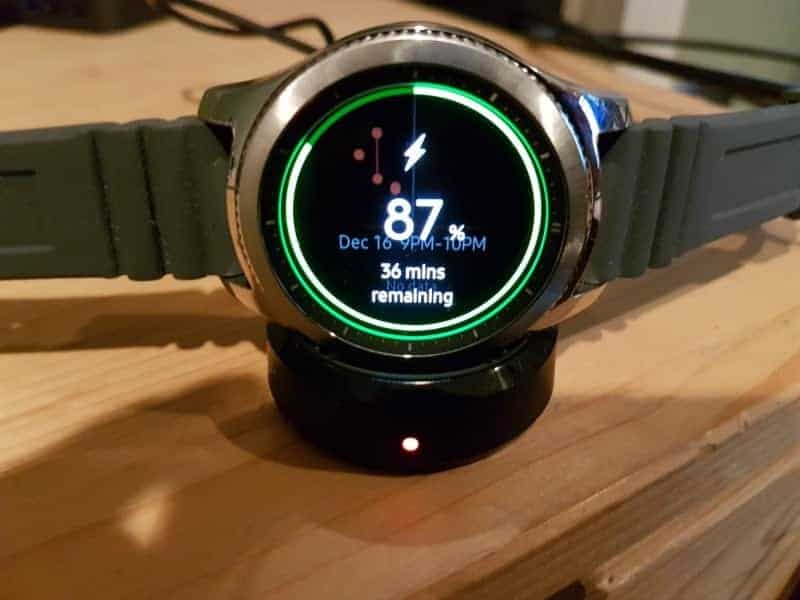 Samsung Gear S3 and its charger.
