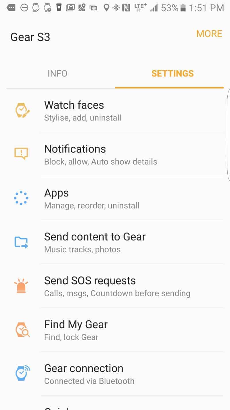 Samsung Gear S3 setting up.