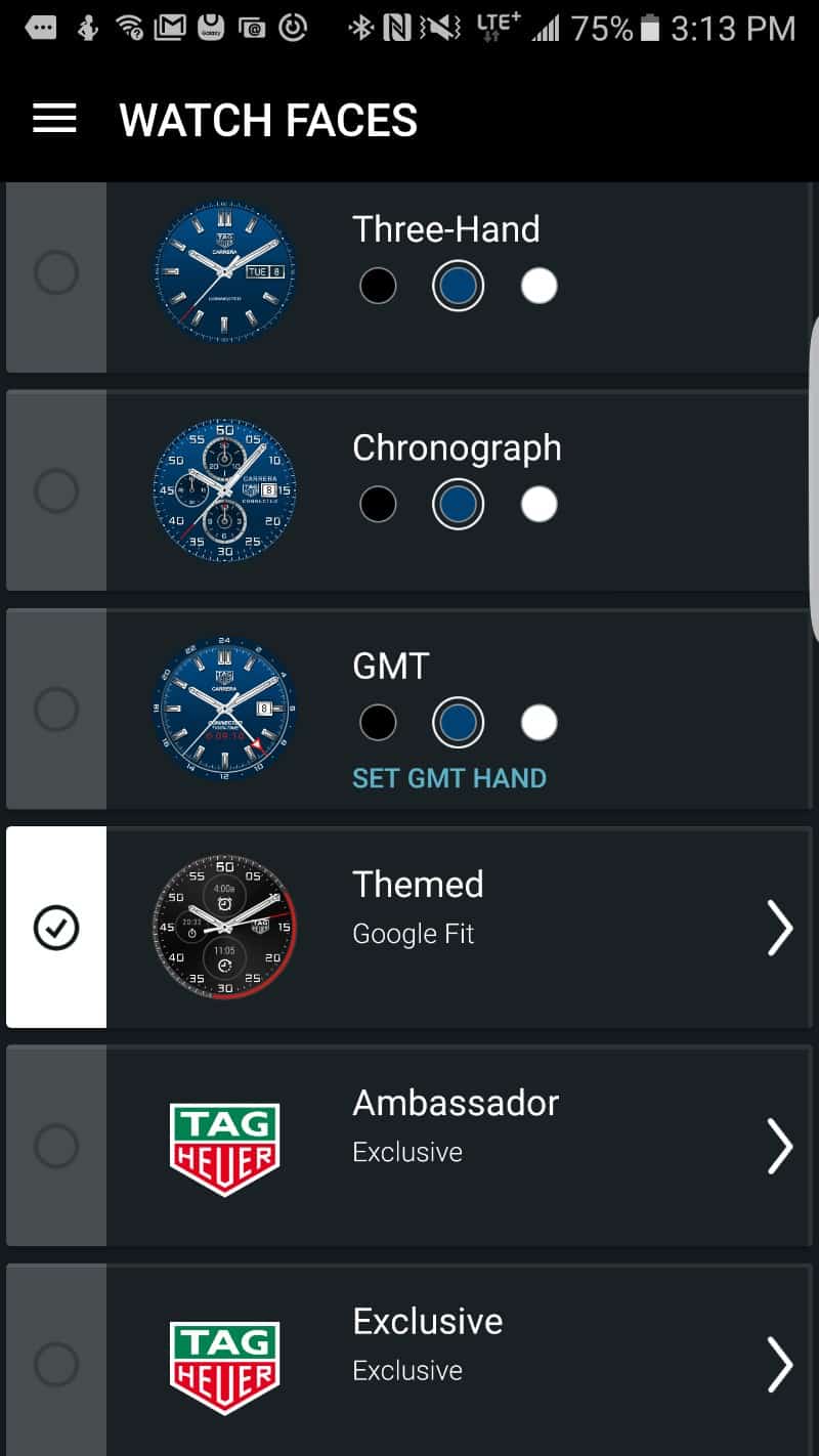 Tag Heuer Connected Smartwatch watch faces.