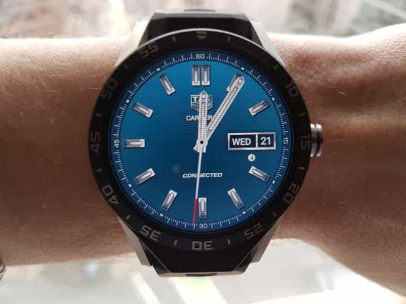 Tag Heuer Connected Smartwatch watch faces in Three-Hand / Blue.