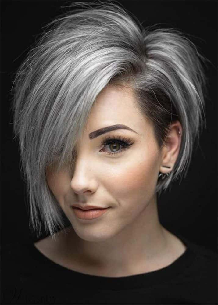 Flattering Short Cut One side Parted Synthetic Hair Straight Wig from WigsBuy.
