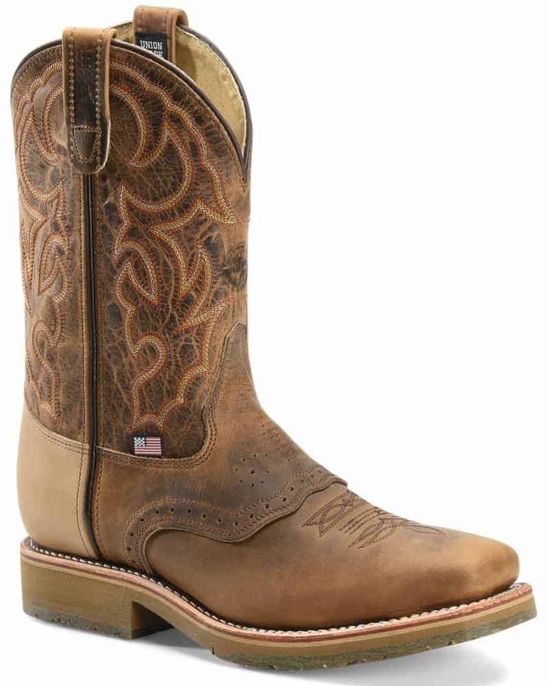 Detailed brown leather cowboy boots from Boot Barn.