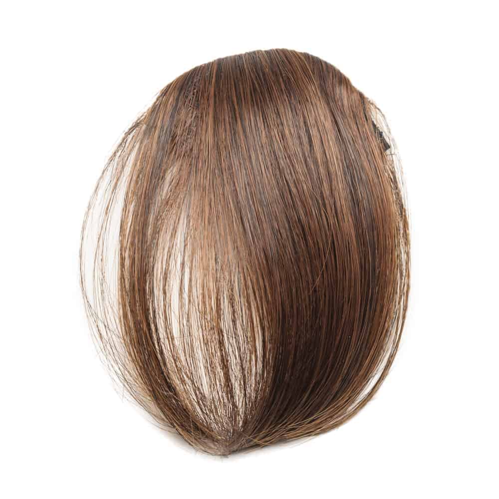 Clip-in straight brown synthetic fringe hair extensions