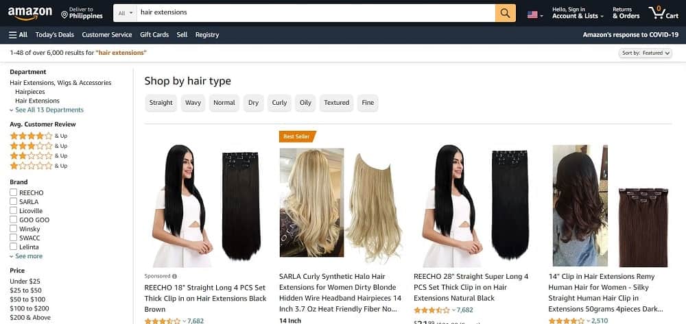 This is a screenshot of the Amazon website.