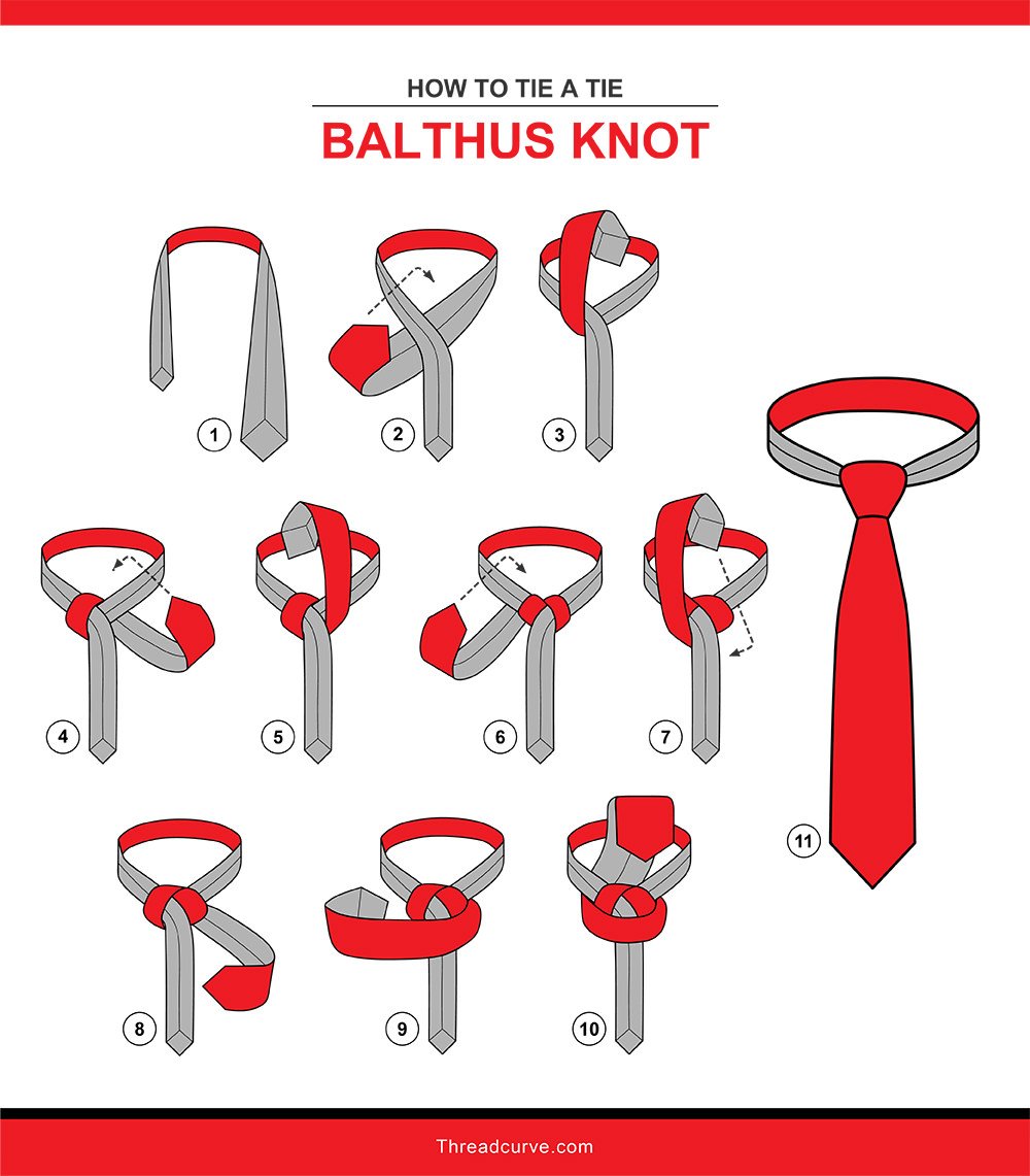 How to tie a Balthus tie knot illustration