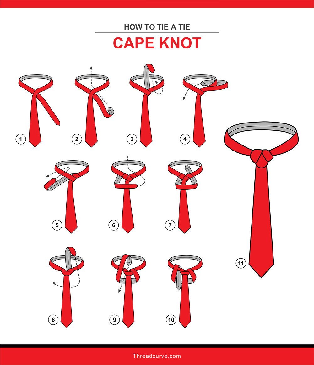 How to tie a cape knot tie knot (illustration)
