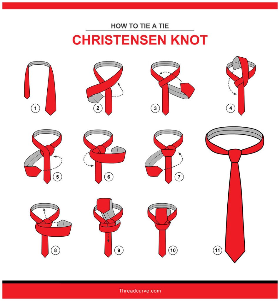 How to tie a Christensen tie knot (illustration)