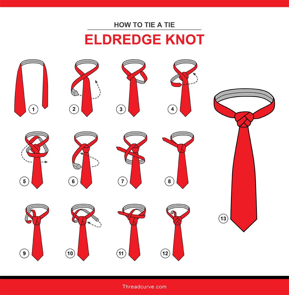 How to tie an Eldredge tie knot (illustration)