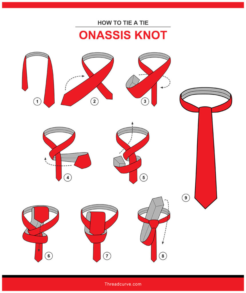 How to tie an Onassis tie knot (illustration)