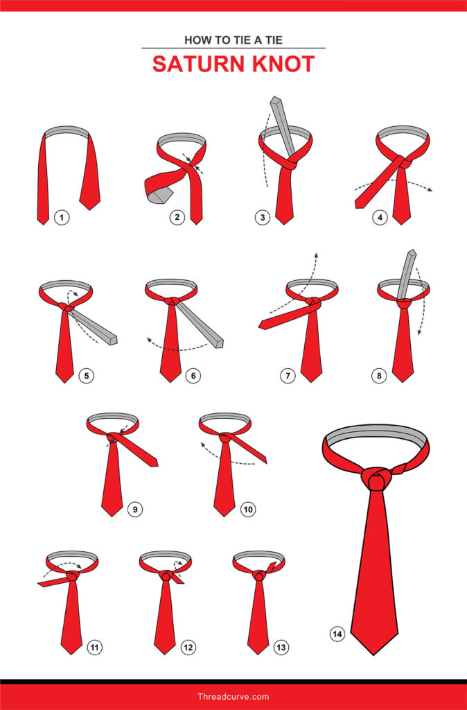 How to tie a Saturn tie knot (Illustration)